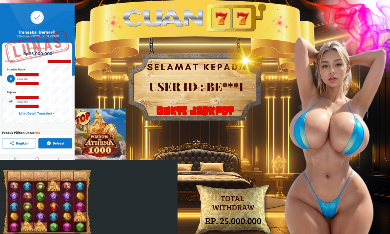 CUAN77 JACKPOT SLOT WISDOM OF ATHENA 1000 Rp. 25.000.000,- LUNAS