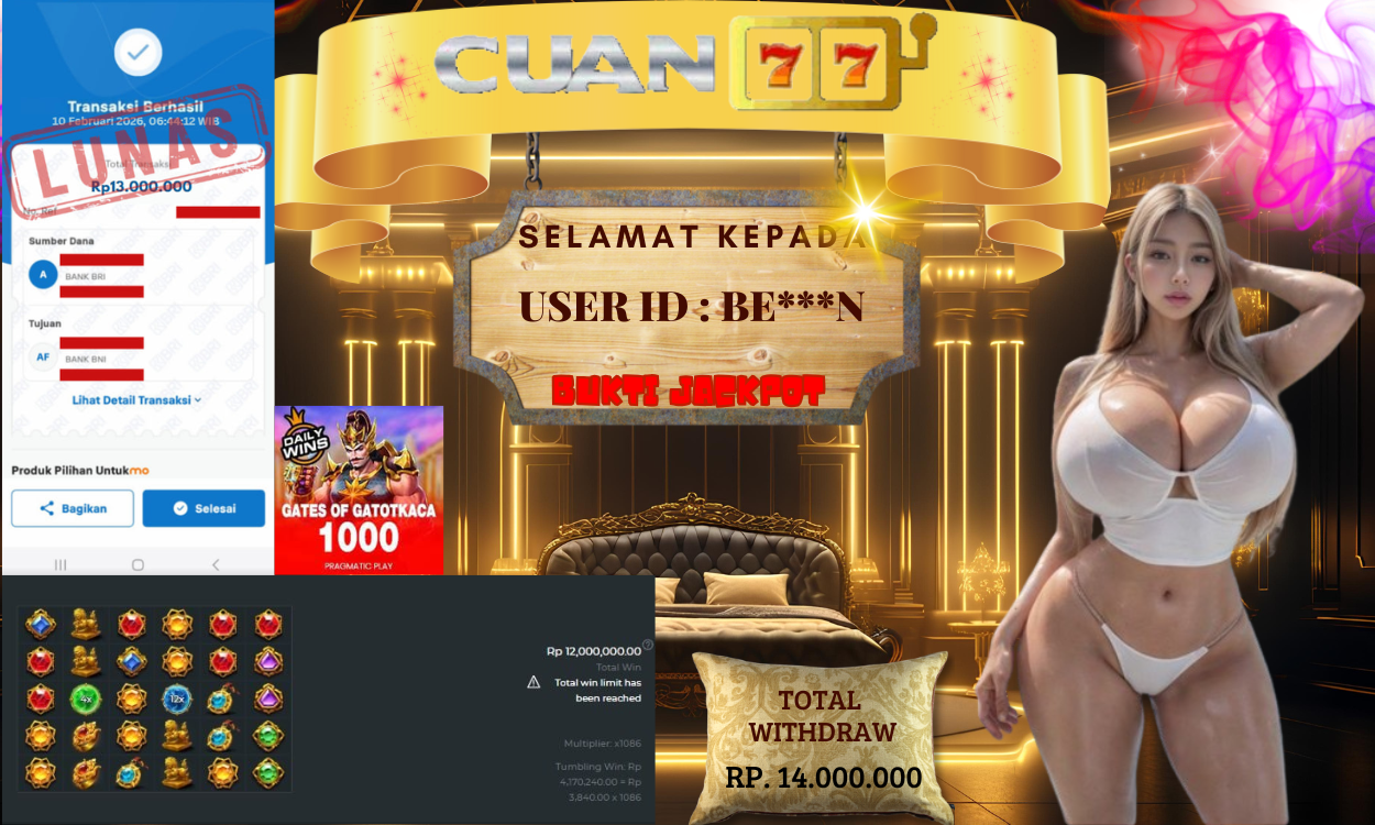 CUAN77 JACKPOT SLOT GATES OF GATOTKACA 1000 Rp. 13.000.000,- LUNAS