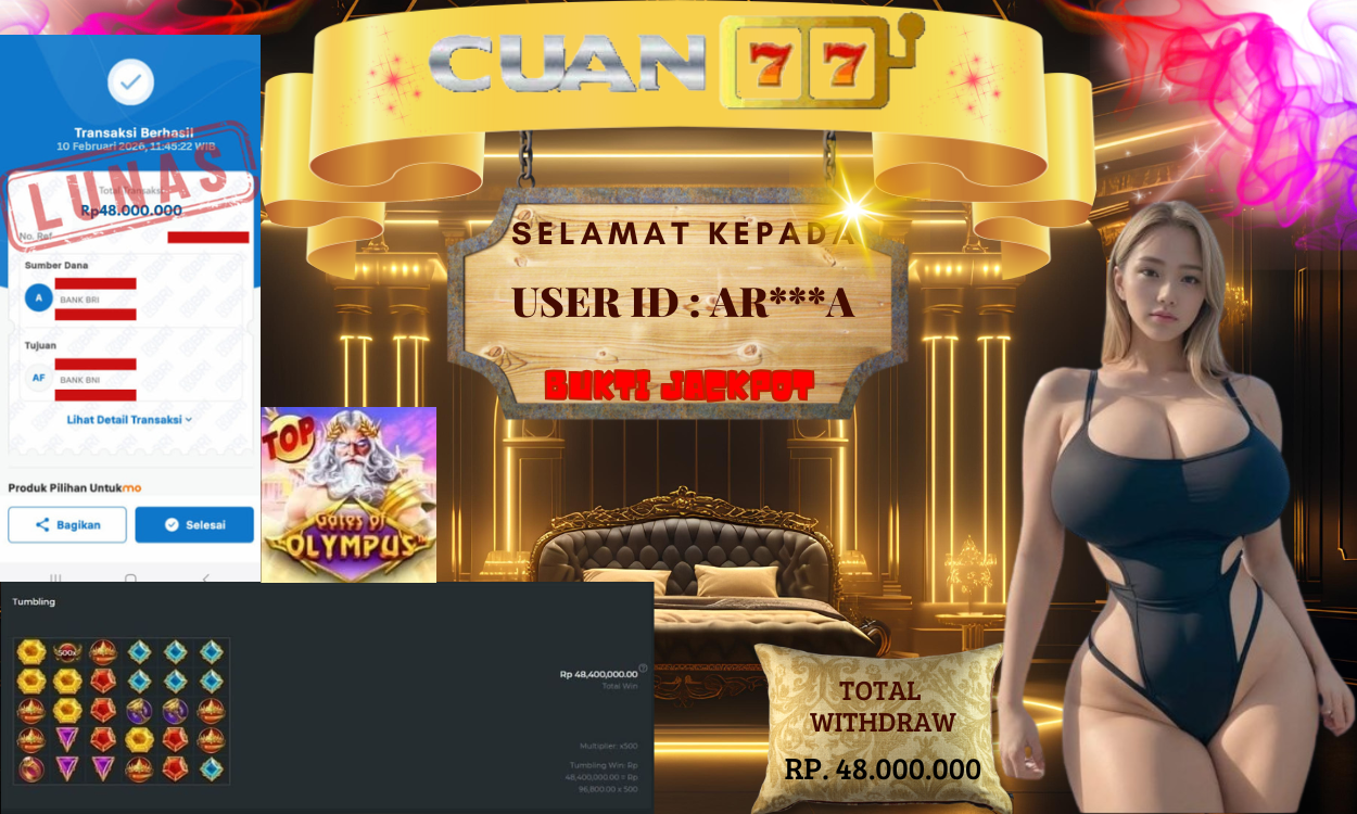 CUAN77 JACKPOT SLOT GATES OF OLYMPUS 1000 Rp. 48.000.000,- LUNAS